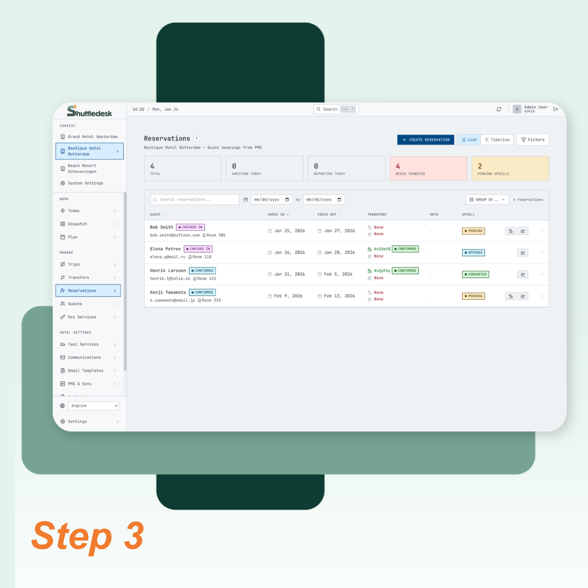 Step 3 shuttledesk