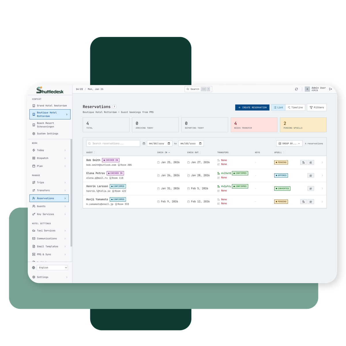 shuttledesk transfer management application